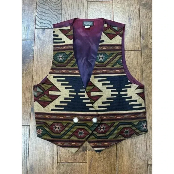 VTG Rough Rider by Circle T Western Cowgirl Southwest Vest SZ L Made In USA - Picture 1 of 8